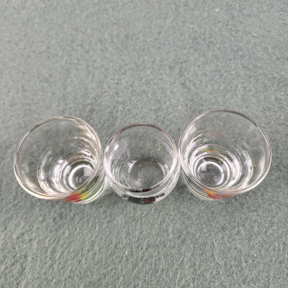 2 Vintage MCM Federal Red Rooster Shot Glasses Barware & 1‎ Rooster Eye Opener